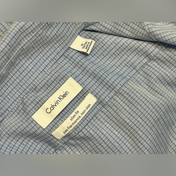 Calvin Klein Blue Slim Fit Button Down Shirt Size 15 34/35 - Picture 5 of 6
